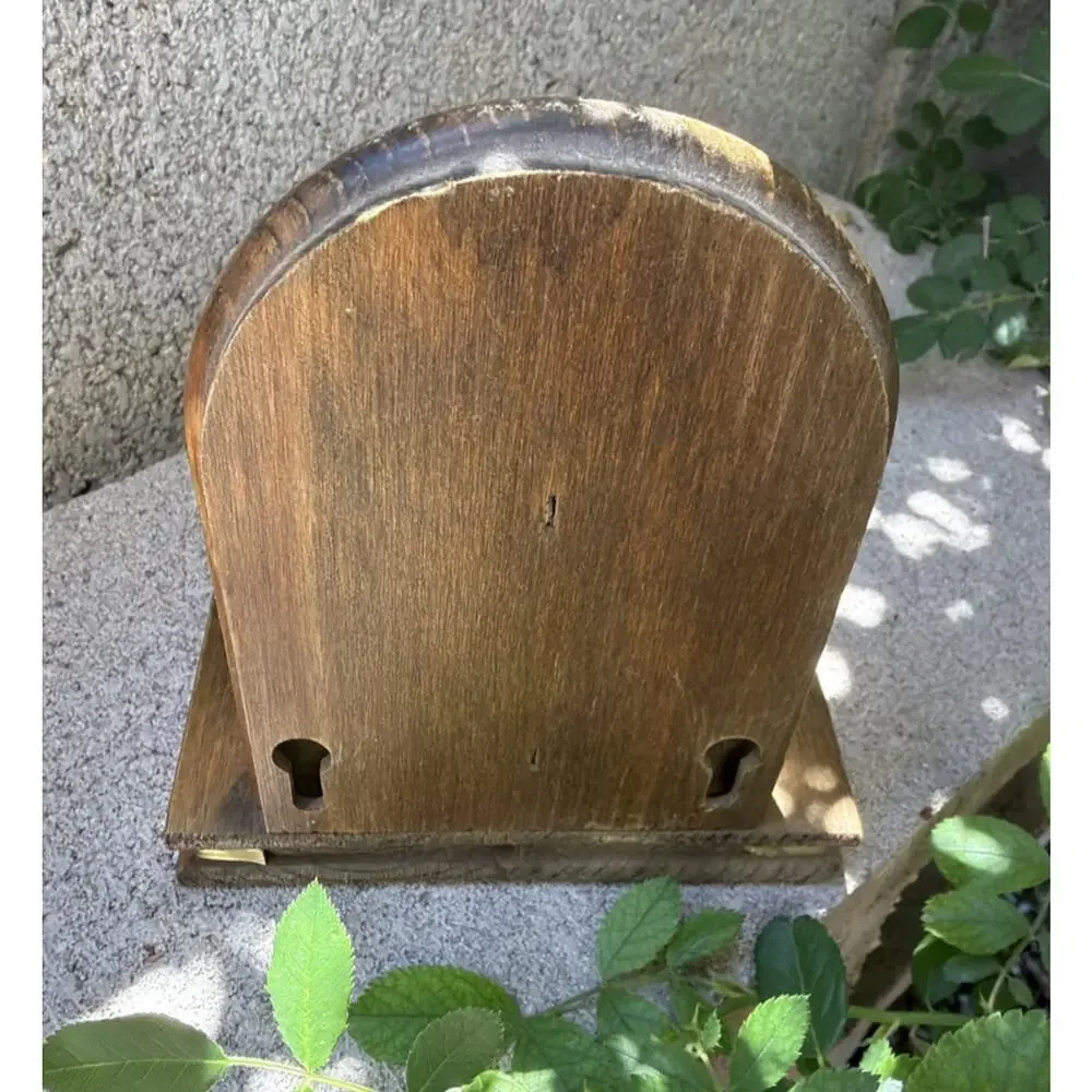 Vintage Dark Wood Single Wall Shelf Brass-Tone Trim Tinkets Candle Cottage